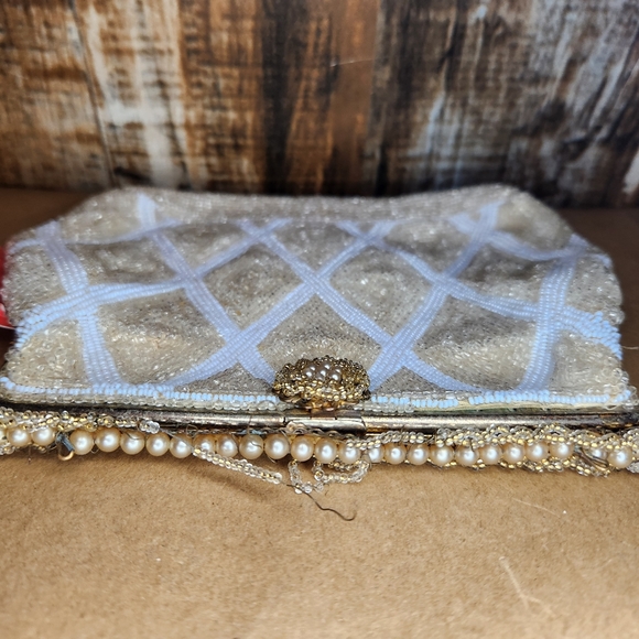 Vtg Ed Robinson 50s Glass Beaded Purse Hand Made in Belgium Evening Bag Clutch - Picture 3 of 14